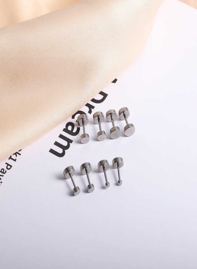 MJust Small Titanium Earrings for Women G23 Titanium Stud Earrings for Sensitive Ears Dot Ball Cubic Zirconia Hypoallergenic 20G Flat Back Earrings (Flat) - Image 5