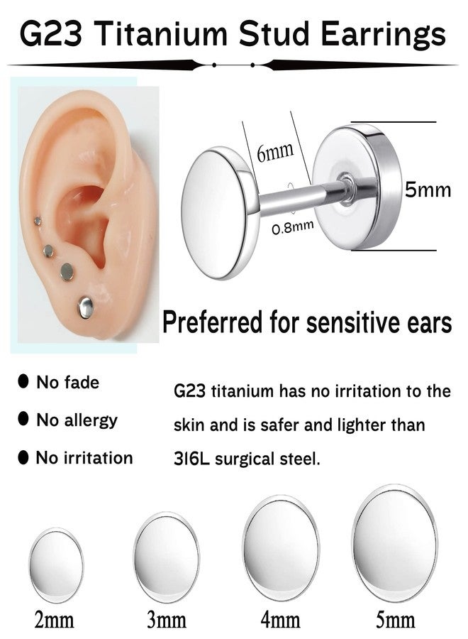 MJust Small Titanium Earrings for Women G23 Titanium Stud Earrings for Sensitive Ears Dot Ball Cubic Zirconia Hypoallergenic 20G Flat Back Earrings (Flat) - Image 3