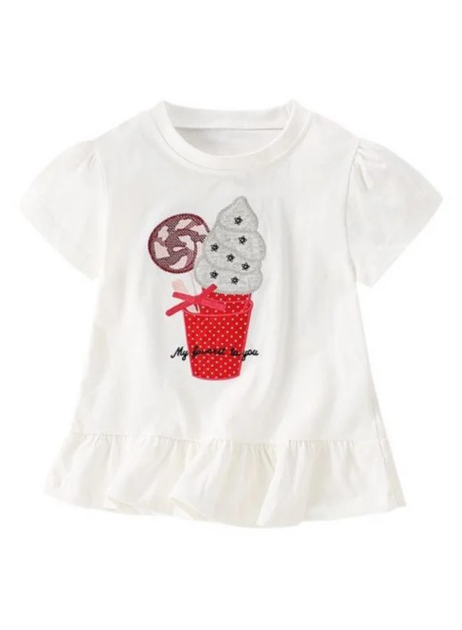 YUNIQEE White Printed Short Sleeve Crew Neck T-Shirt