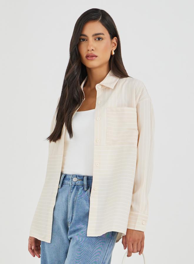 Styli Striped Long Sleeves Regular Fit Shirt with Pocket - Image 1