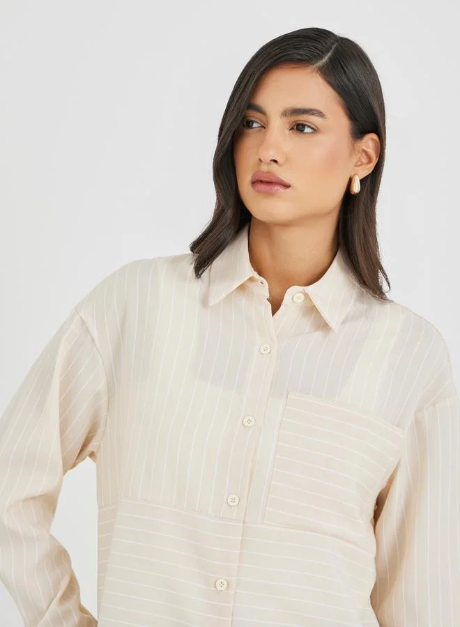 Styli Striped Long Sleeves Regular Fit Shirt with Pocket