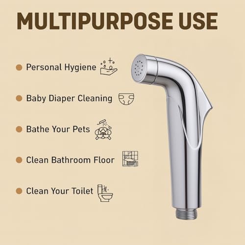 HOMEMATES Silver ABS Handheld Health Faucet Jet Spray, High-Pressure Toilet Sprayer with Leakproof Nozzle for Bathroom Hygiene and Cleaning - Image 3