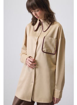 Touche Satin Shirt with Piping Detail  - Image 3