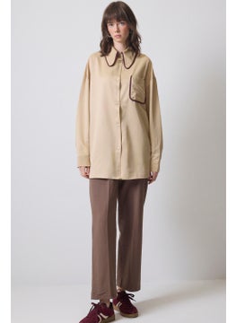 Touche Satin Shirt with Piping Detail  - Image 1