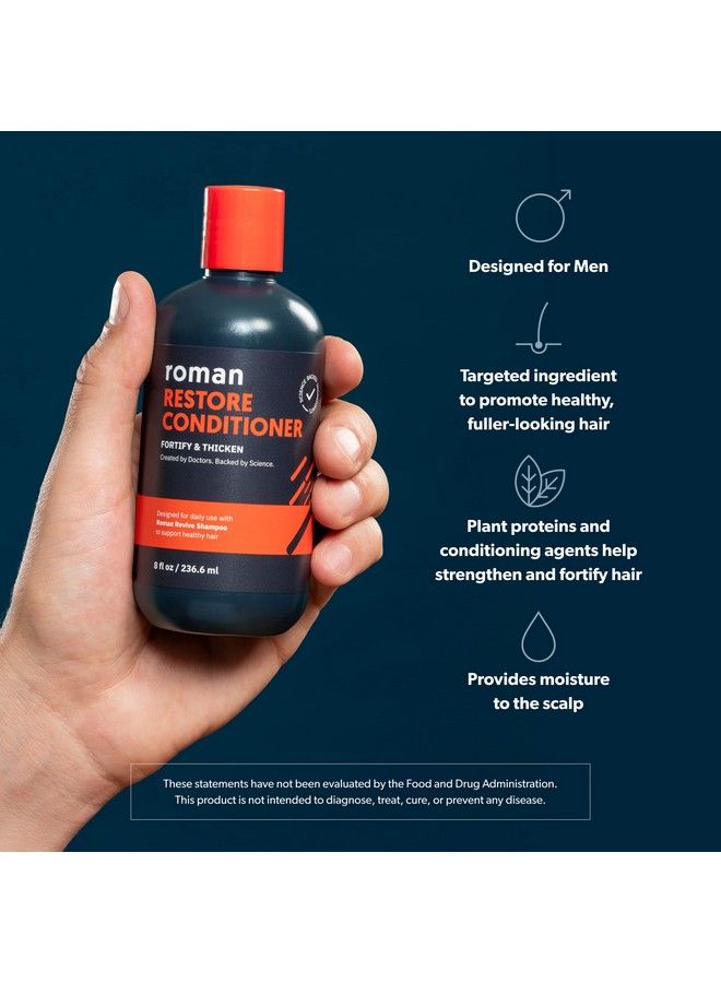 Roman Men Restore Conditioner With Ingredients To Fortify And Moisturize Hair Plant Proteins Coconut Oil And Shea Butter Made Without Parabens Or Phthalates | 8 Fl Oz - Image 3