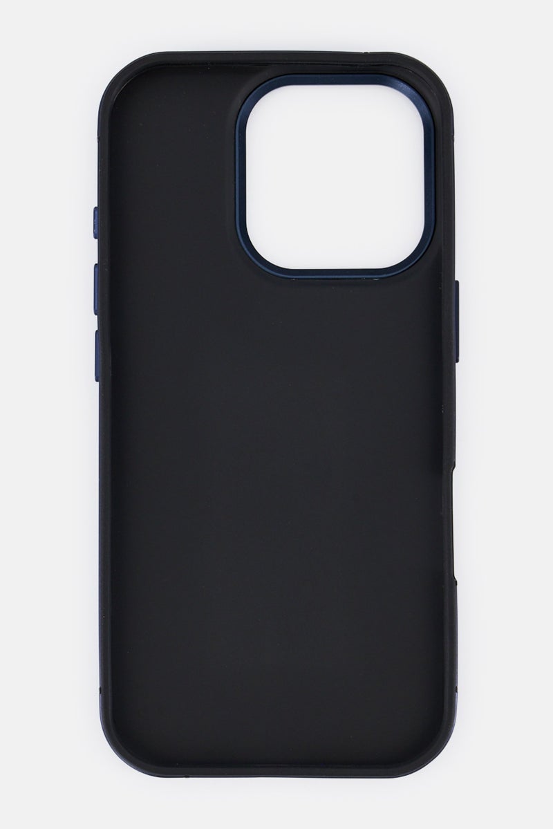 LEVELO iPhone 16 Pro Brand Logo Pelle Phone Case, Navy - Image 3