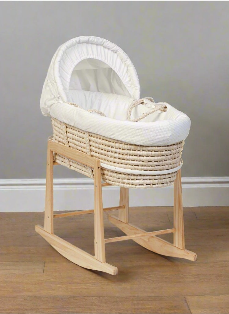 Mokee Classic Wicker Moses Basket with Rocking Stand  - Image 1