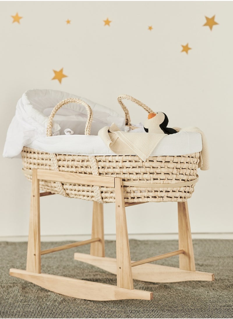 Mokee Classic Wicker Moses Basket with Rocking Stand  - Image 3