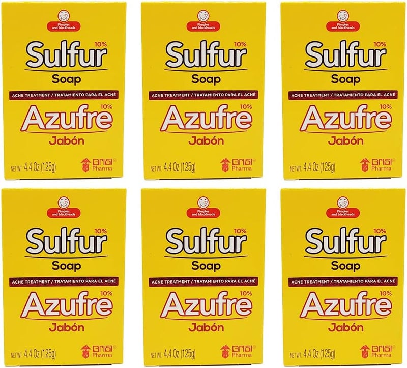 Grisi Sulfur Soap for Acne Treatment - 6 Pack with Antiseptic Properties - Image 1