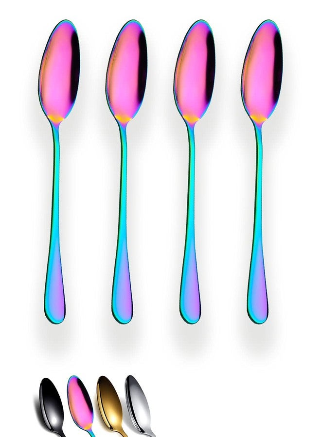 Berglander Rainbow Teaspoons 6.5" Set of 4, Berglander Stainless Steel Titanium Plating Shiny Mutil-Color Tea Spoons Silverware, Colorful Tea Spoon Small Dessert Spoon Teaspoon Easy To Clean Dishwasher Safe - Image 1
