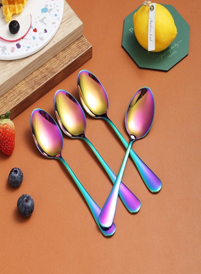 Berglander Rainbow Teaspoons 6.5" Set of 4, Berglander Stainless Steel Titanium Plating Shiny Mutil-Color Tea Spoons Silverware, Colorful Tea Spoon Small Dessert Spoon Teaspoon Easy To Clean Dishwasher Safe - Image 5