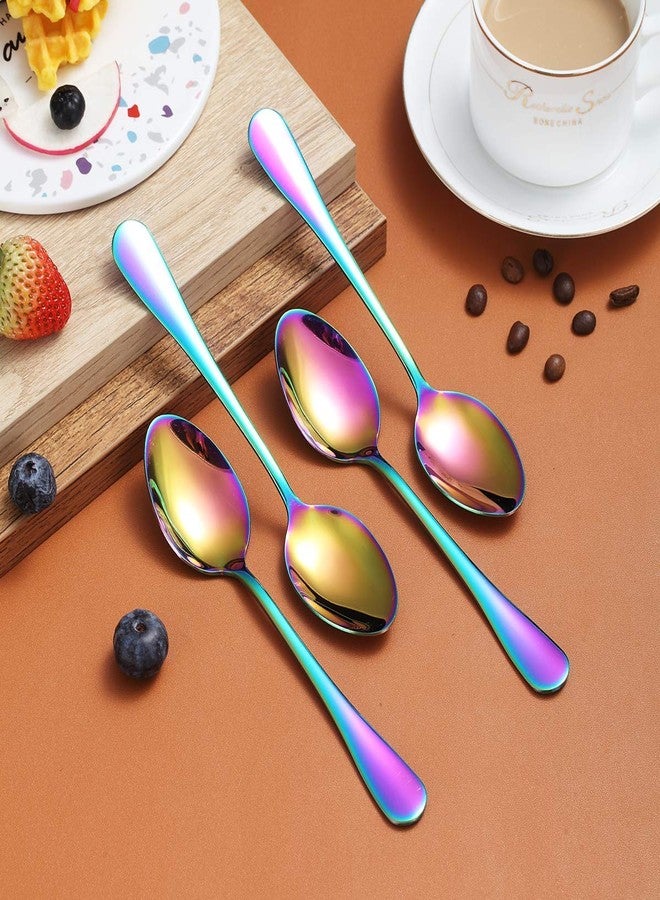 Berglander Rainbow Teaspoons 6.5" Set of 4, Berglander Stainless Steel Titanium Plating Shiny Mutil-Color Tea Spoons Silverware, Colorful Tea Spoon Small Dessert Spoon Teaspoon Easy To Clean Dishwasher Safe - Image 4