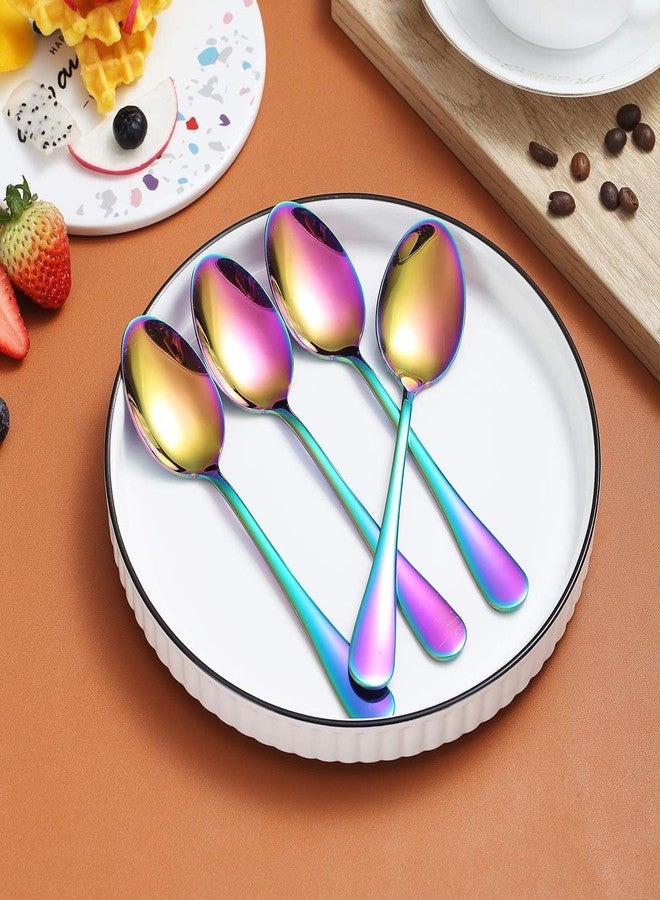 Berglander Rainbow Teaspoons 6.5" Set of 4, Berglander Stainless Steel Titanium Plating Shiny Mutil-Color Tea Spoons Silverware, Colorful Tea Spoon Small Dessert Spoon Teaspoon Easy To Clean Dishwasher Safe - Image 2