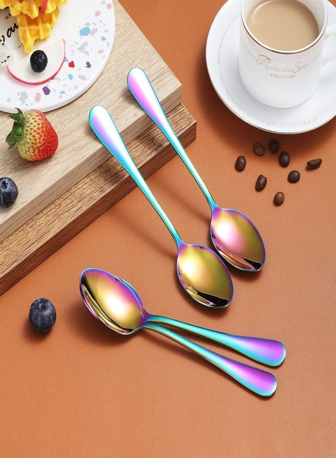 Berglander Rainbow Teaspoons 6.5" Set of 4, Berglander Stainless Steel Titanium Plating Shiny Mutil-Color Tea Spoons Silverware, Colorful Tea Spoon Small Dessert Spoon Teaspoon Easy To Clean Dishwasher Safe - Image 3