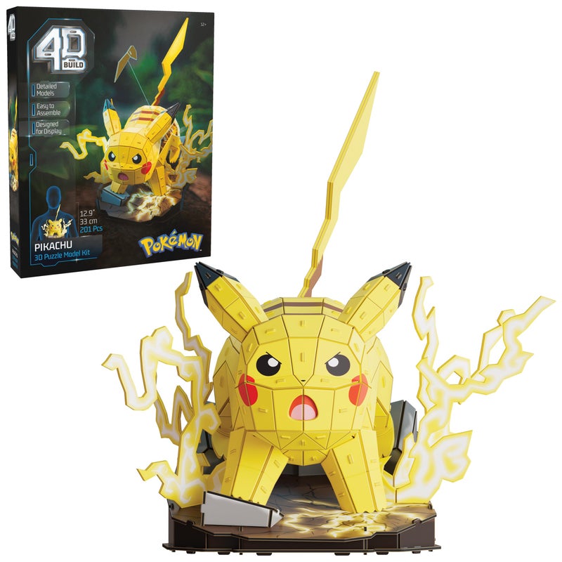 4D Build, PokÃ©mon Pikachu 3D Model Kit, PokÃ©mon Figure, Kanto First Partner Collection, Desk DÃ©cor, 201 Pieces, Gift Ideas for Ages 12 & Up - Image 1