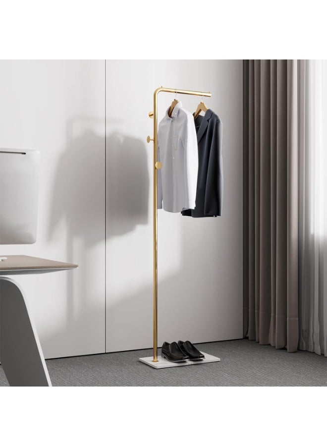 Beauenty Metal Coat Rack Freestanding,Sturdy Coat Racks Hanger Stand with Hooks and Natural Marble Heavy Base,Clothes Stand Hat Hanger for Bedroom/Hallway/Entryway/Living Room/Home(Gold) - Image 4