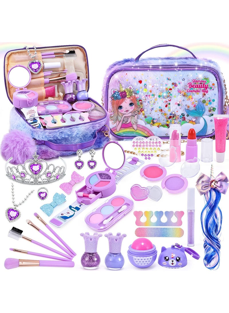 LIXADA Kids Makeup Kit for Girls, Unicorn Makeup Set, Real Washable Make up Kit for Little Girl Princess Toddler Makeup for Kid Birthday Gifts Unicorn Toys for Girls  - Image 1
