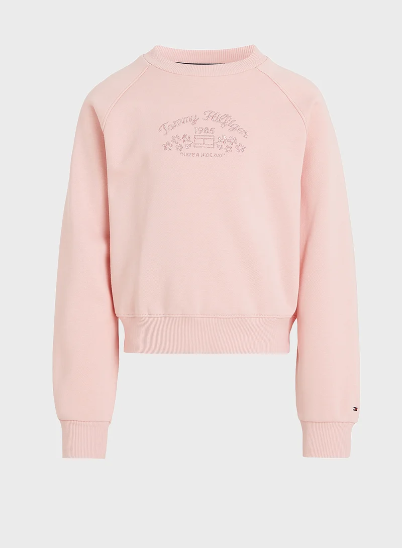 تومي هيلفيغر EMB FLOWER FLEECE CREWNECK