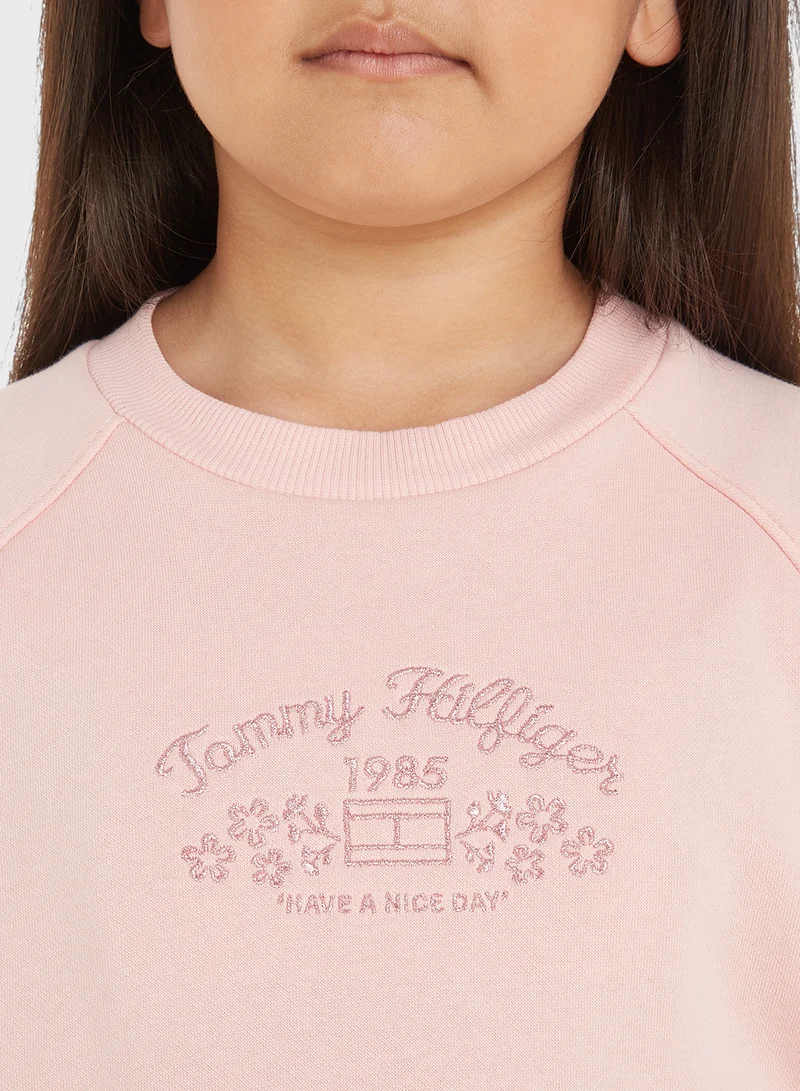 تومي هيلفيغر EMB FLOWER FLEECE CREWNECK