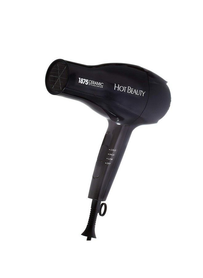 Hot Beauty - 1875 Ceramic Styler Hair Styling Blow Dryer (Hbd01N) Lightweight And Fast Dry Multi Heat Speed Setting Perfect Size For Home Or Travel - Image 1
