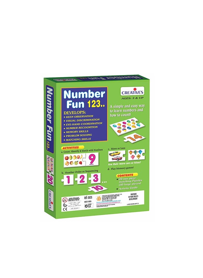 Creative's - Creative's Number Fun 123… | Learn Numbers & Counting 1-20 | Interactive Preschool Puzzle Game | Develops Number Recognition, Memory & Problem-Solving | Montessori-Inspired Early Learning Toy | 20 Self-Correcting Number Puzzles | Educational Math Game for Kids Ages 4+ | Fun & Engaging Number Sequencing Activity | Improves Eye-Hand Coordination & Cognitive Skills - Image 1