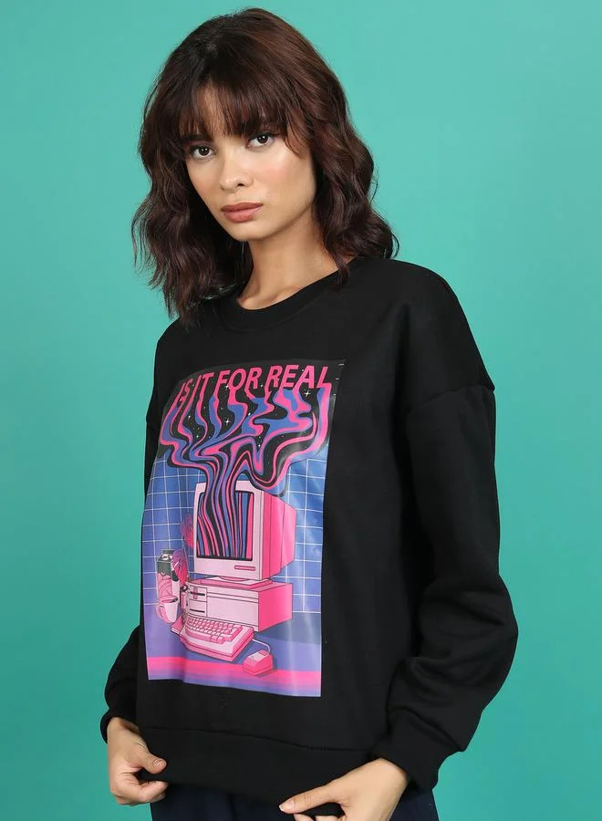 Tokyo Talkies Oversized Graphic Print Sweatshirt by Styli
