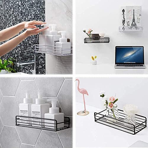 Peyx Metal Powder Coated Multipurpose Kitchen Bathroom Shelf Wall Holder Storage Rack Bathroom Rack Storage Box Strong Magic Sticker Shower Rack Shelf - Image 2