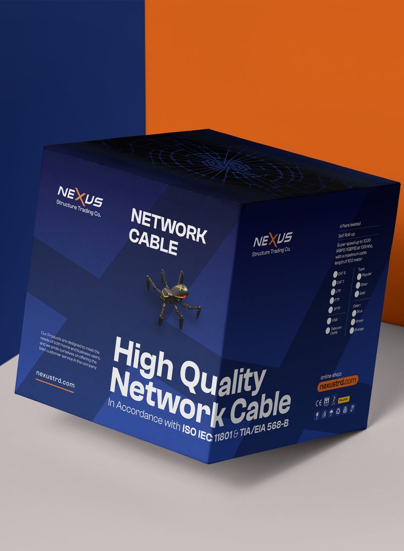 NEXUS CAT6 (UTP) - 305m Bare Copper Bulk Cable, 23 AWG Regular for Communication Networking - Self-Roll-Up Reel, High-Speed Performance, 6 Pcs RJ45 Sockets in the Box - Image 4