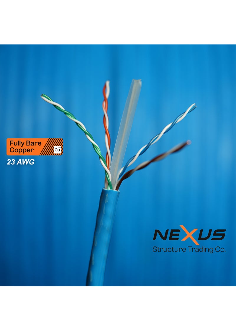 NEXUS CAT6 (UTP) - 305m Bare Copper Bulk Cable, 23 AWG Regular for Communication Networking - Self-Roll-Up Reel, High-Speed Performance, 6 Pcs RJ45 Sockets in the Box - Image 3