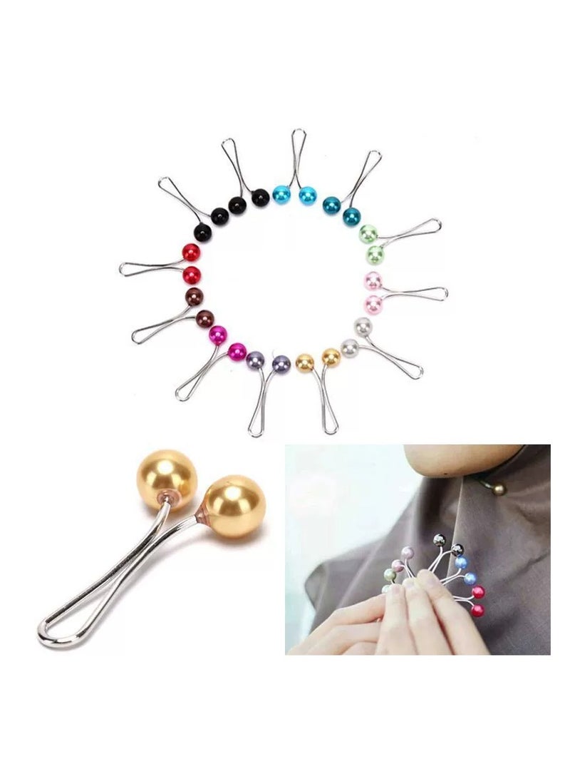 12pcs Muslim Hijab Clip Pins Simulated Pearl Women Girls Scarf Shawl Brooch Clip Hijab Buckles - Image 1