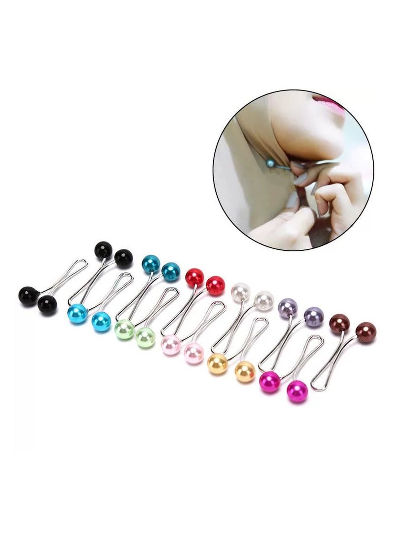 12pcs Muslim Hijab Clip Pins Simulated Pearl Women Girls Scarf Shawl Brooch Clip Hijab Buckles - Image 2