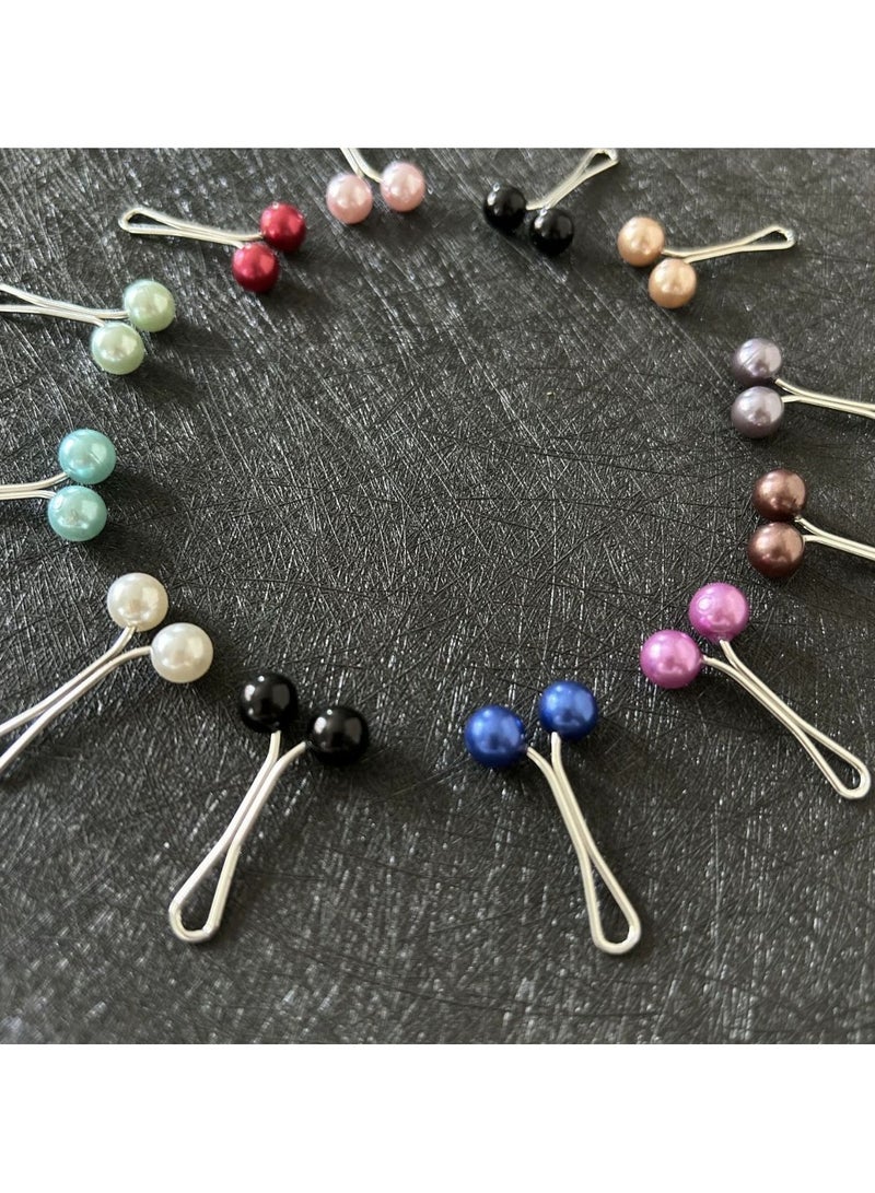 12pcs Muslim Hijab Clip Pins Simulated Pearl Women Girls Scarf Shawl Brooch Clip Hijab Buckles - Image 4