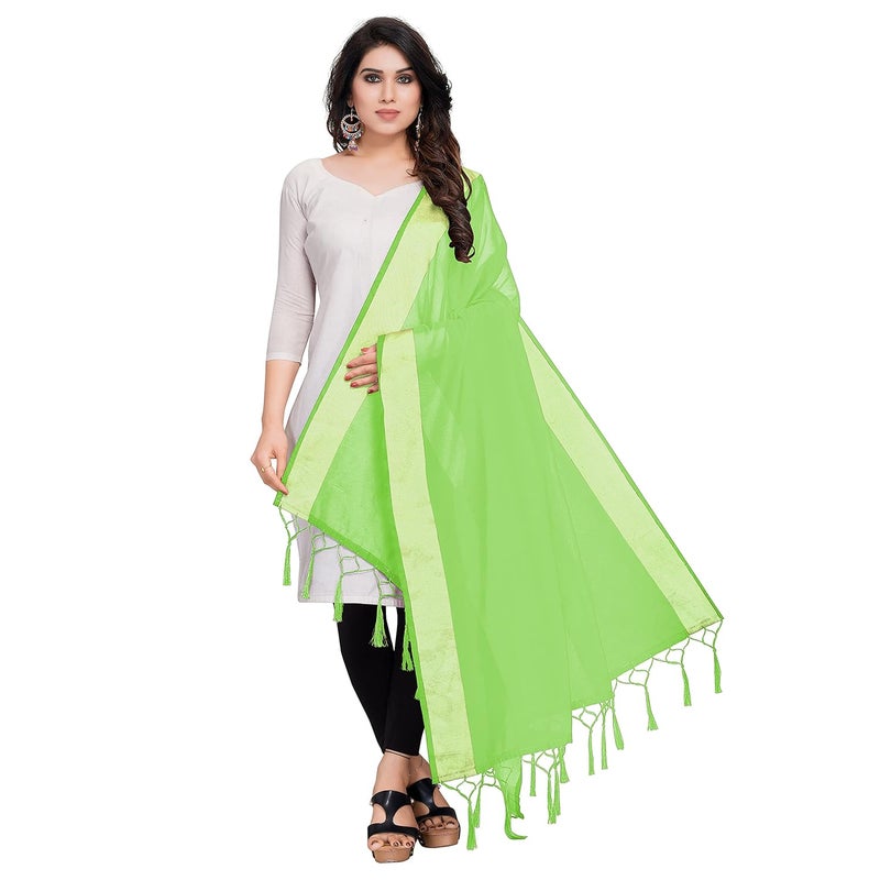 Sidhidata Textile Women's Solid Cotton Silk Dupatta With Tassels (2.20 Mtr)
