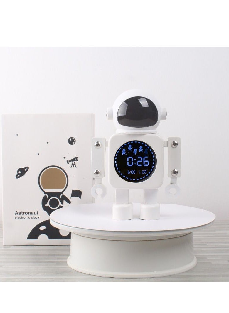 Nariele Creative Metal Digital Display Nightlight Silent Robot Alarm Clock