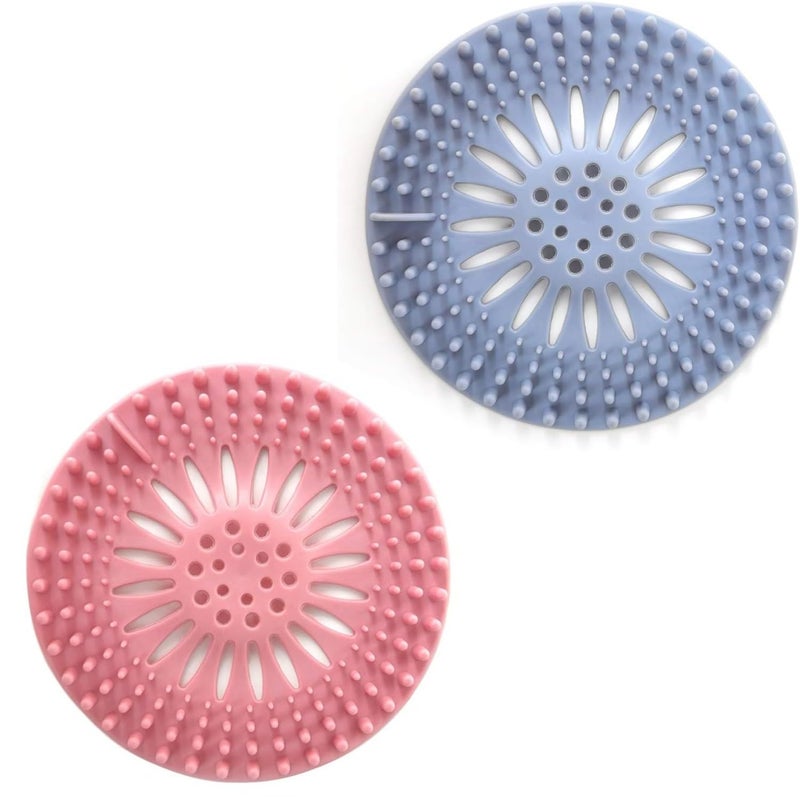 KRIVETY Silicone Hair Catcher Drain Cover, Shower Drain Cover, Drain Protector Filter, Kitchen Drain Stopper Sink Filter, Sewer Drain Strainer for Bathroom Kitchen Bathtub (Pack-2) - Image 1