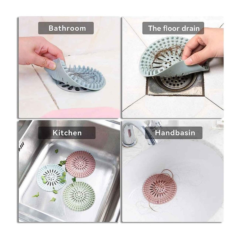 KRIVETY Silicone Hair Catcher Drain Cover, Shower Drain Cover, Drain Protector Filter, Kitchen Drain Stopper Sink Filter, Sewer Drain Strainer for Bathroom Kitchen Bathtub (Pack-2) - Image 5
