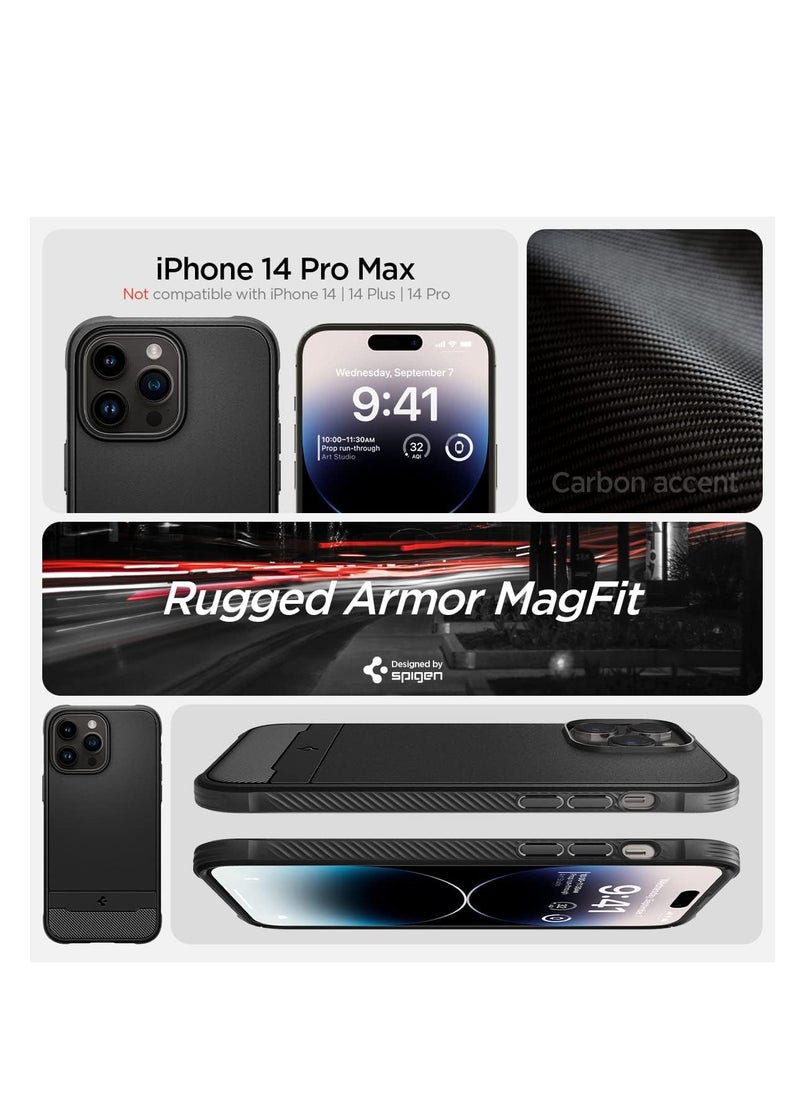 غطاء حماية متين (MagFit) مصمم لهاتف iPhone 14 Pro Max (2022) - أسود مطفي
