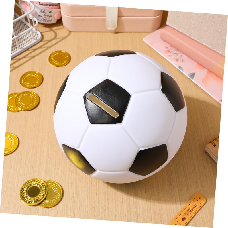 Football Shape Money Bank Coin Storage Box with Lock Key Simple Design Table Decor - Image 3