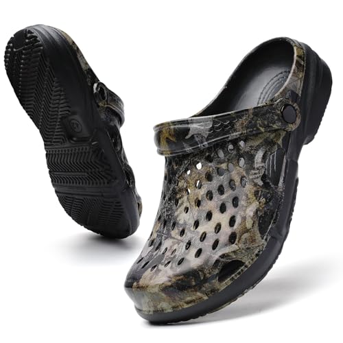 SECHRITE Clogs for Men Garden Shoes Mens Mules and Clogs Summer Waterproof Slip On Mules Beach Pool Shower Water Shoes Slides Sandals Lightweight Non Slip Home Slippers Outdoor Black Tree Camo 43 - Image 5