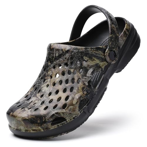 SECHRITE Clogs for Men Garden Shoes Mens Mules and Clogs Summer Waterproof Slip On Mules Beach Pool Shower Water Shoes Slides Sandals Lightweight Non Slip Home Slippers Outdoor Black Tree Camo 43 - Image 1