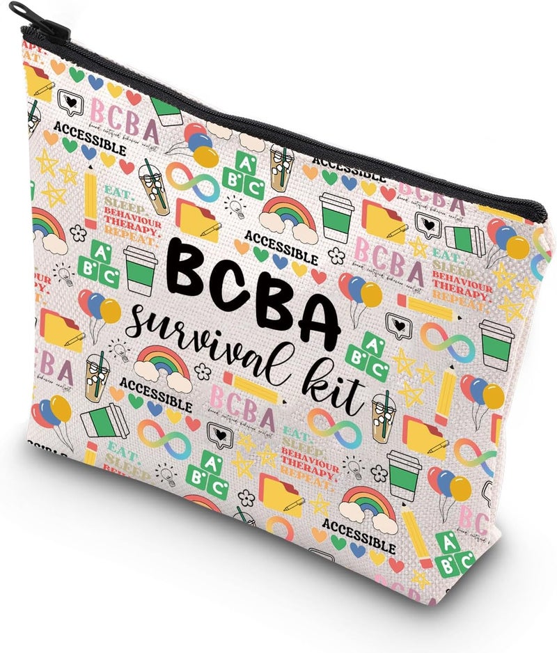 WCGXKO BCBA Survival Kit Zipper Pouch Makeup Bag Gift for BCBA Therapist Behavior Therapist (BCBA acces)