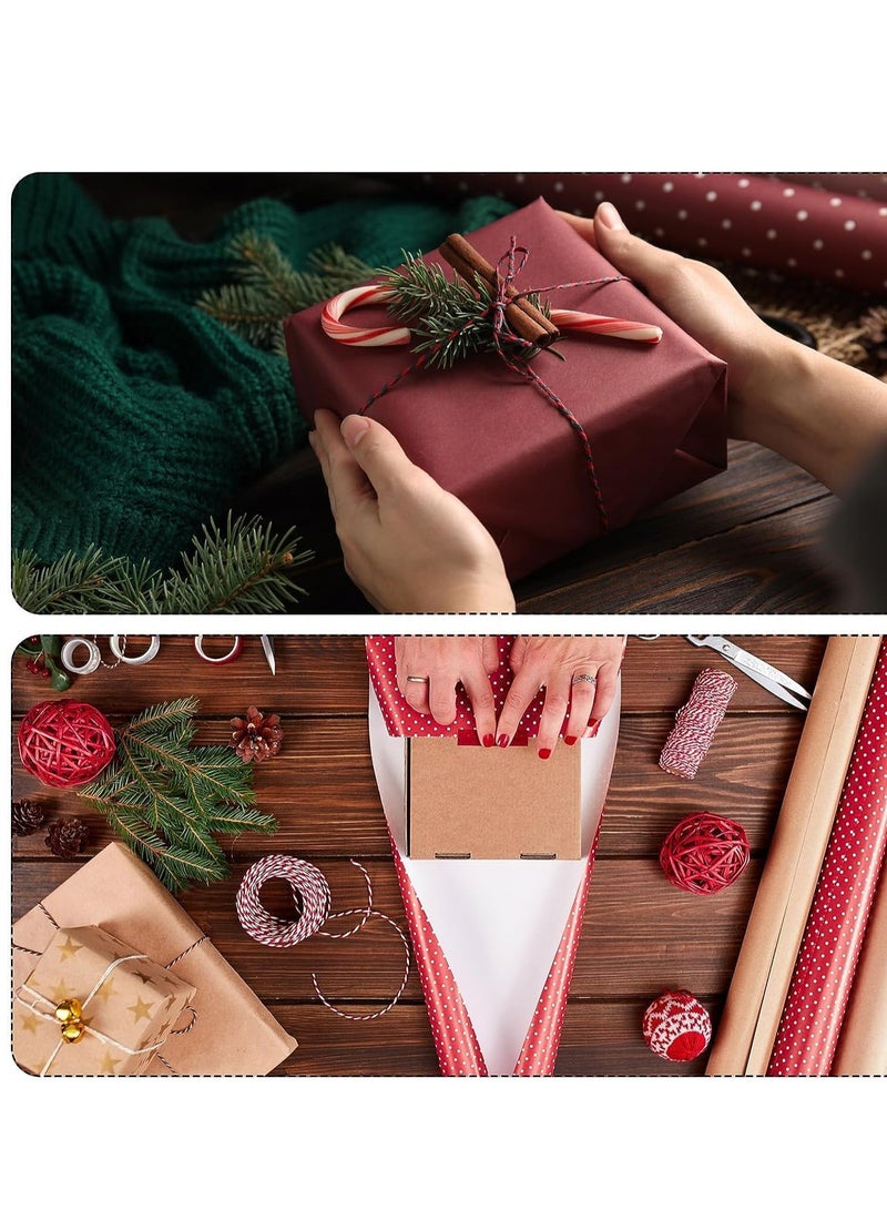 SYOSI Gift Wrapping Paper Birthday with Pull Bow Ribbon Recyclable Kraft Double Sided Tape Sticker for Wedding DIY Craft Pink Green Yellow Red Gray Blue - Image 4