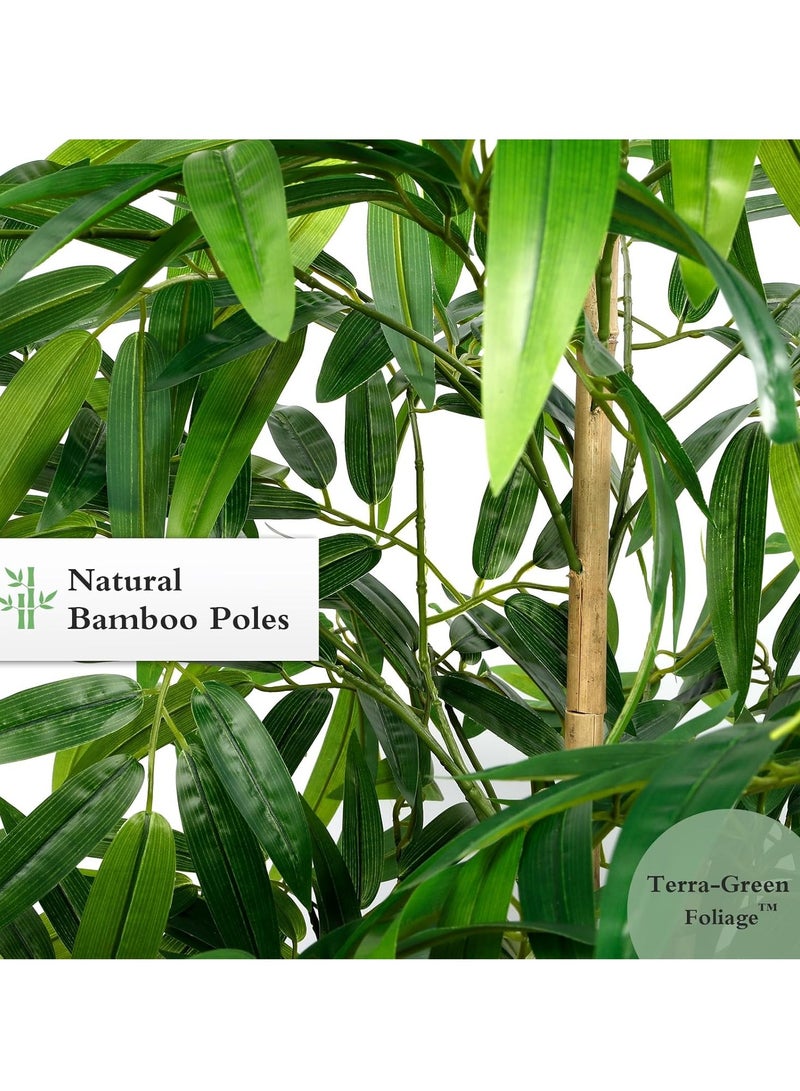 Generic Artificial Bamboo Tree, 4ft Faux Silk Plant, Fake Plants for Home Office Indoor Outdoor Decor, Tall Natural Trunk with Planter  - Image 4