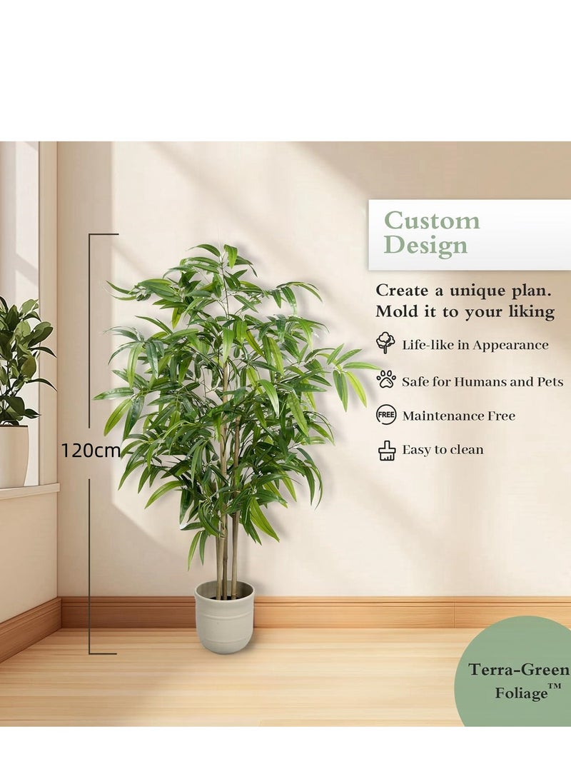 Generic Artificial Bamboo Tree, 4ft Faux Silk Plant, Fake Plants for Home Office Indoor Outdoor Decor, Tall Natural Trunk with Planter  - Image 5