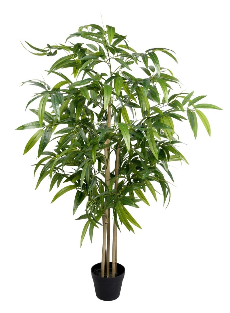 Generic Artificial Bamboo Tree, 4ft Faux Silk Plant, Fake Plants for Home Office Indoor Outdoor Decor, Tall Natural Trunk with Planter  - Image 2