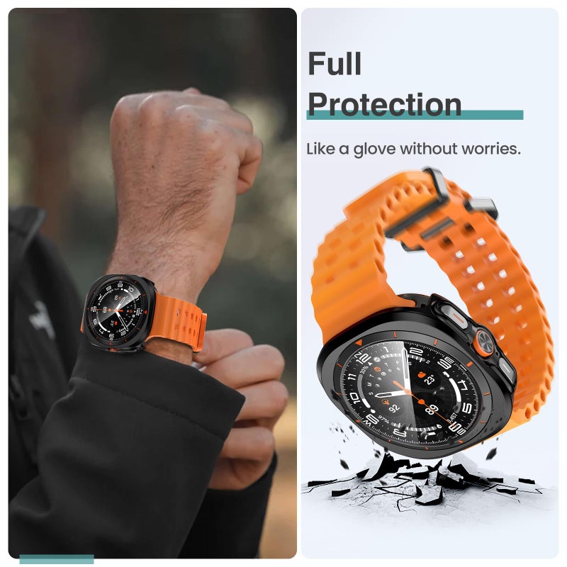 Tensea Multipack for Samsung Galaxy Watch Ultra 2025 / Galaxy Watch 7 Ultra 2024 47mm Accessories, Hard PC Bumper/HD Anti-Fog Tempered Glass Protective Film, Face Cover Set for Women Men - Image 5