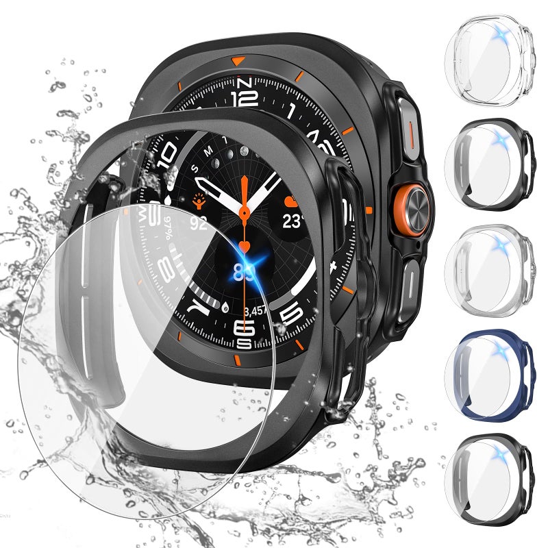 Tensea Multipack for Samsung Galaxy Watch Ultra 2025 / Galaxy Watch 7 Ultra 2024 47mm Accessories, Hard PC Bumper/HD Anti-Fog Tempered Glass Protective Film, Face Cover Set for Women Men - Image 1
