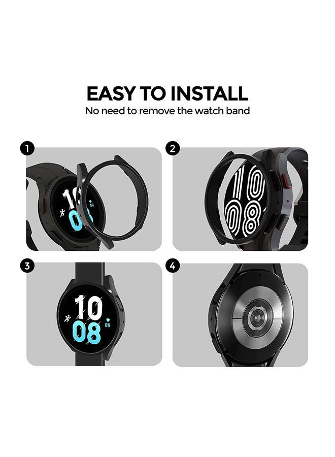 O Ozone Matte Case for Galaxy Watch 5 44mm with Screen Protector (Pack of 4) Protective Cover Shockproof Design - Clear/Black/Pink Sand/Silver  - Image 5