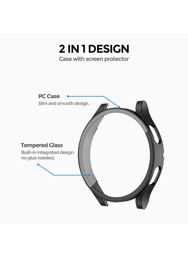O Ozone Matte Case for Galaxy Watch 5 44mm with Screen Protector (Pack of 4) Protective Cover Shockproof Design - Clear/Black/Pink Sand/Silver  - Image 3