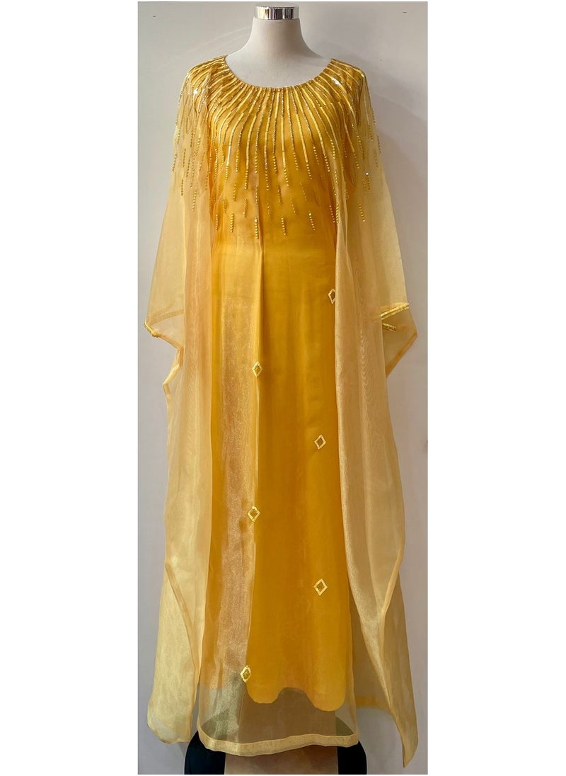 ANOHI TEXTILES - Ladies Dress Chiffon and inner crepe dress with Handmade beads design - Image 1